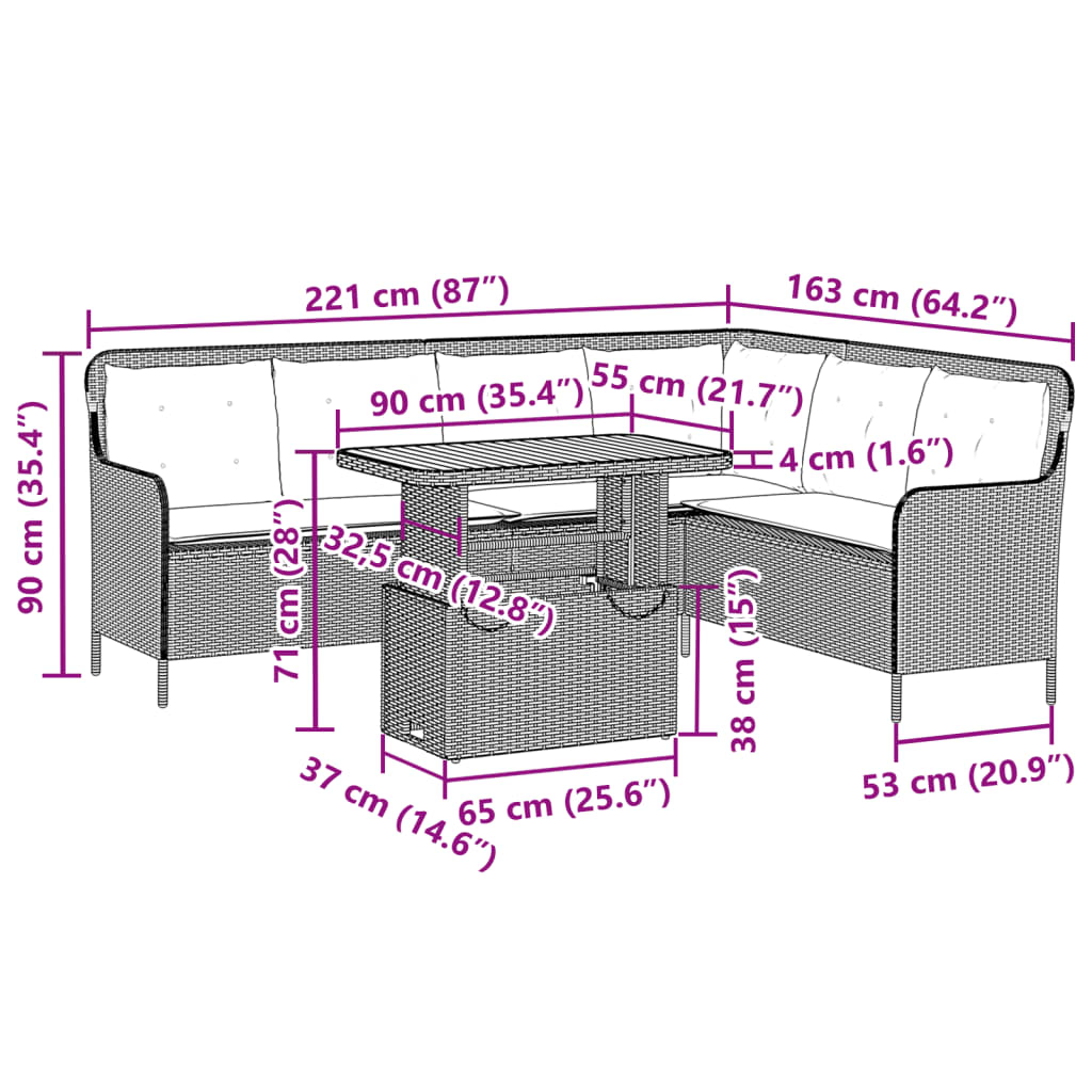 Set Divano da Giardino 2 pz con Cuscini Grigio in Polyrattan 3262088