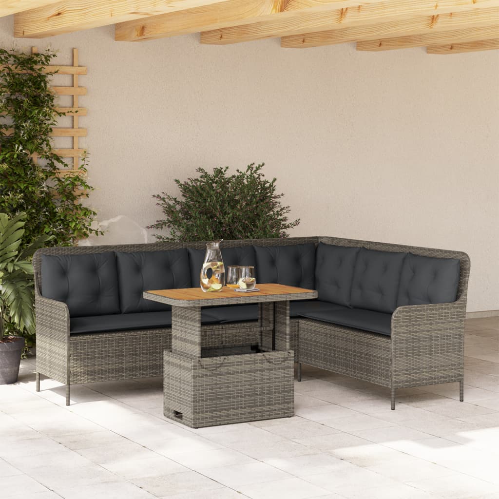 Set Divano da Giardino 2 pz con Cuscini Grigio in Polyrattan 3262088