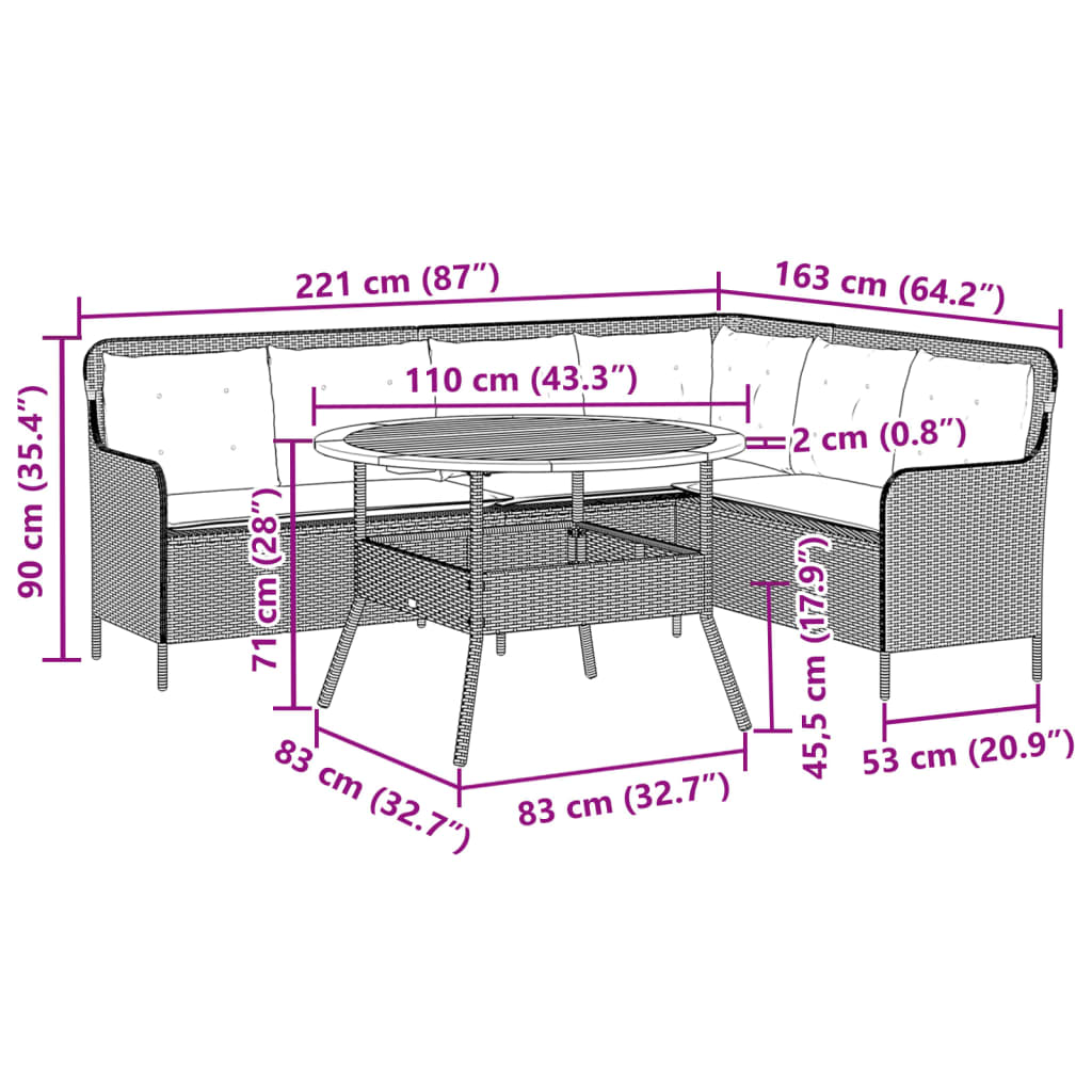 Set Divani da Giardino 2 pz con Cuscini in Polyrattan Nero 3262091