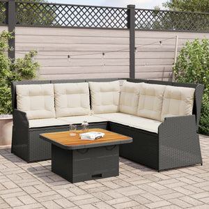 Set Divani da Giardino 4 pz con Cuscini Nero in Polyrattan 3262145