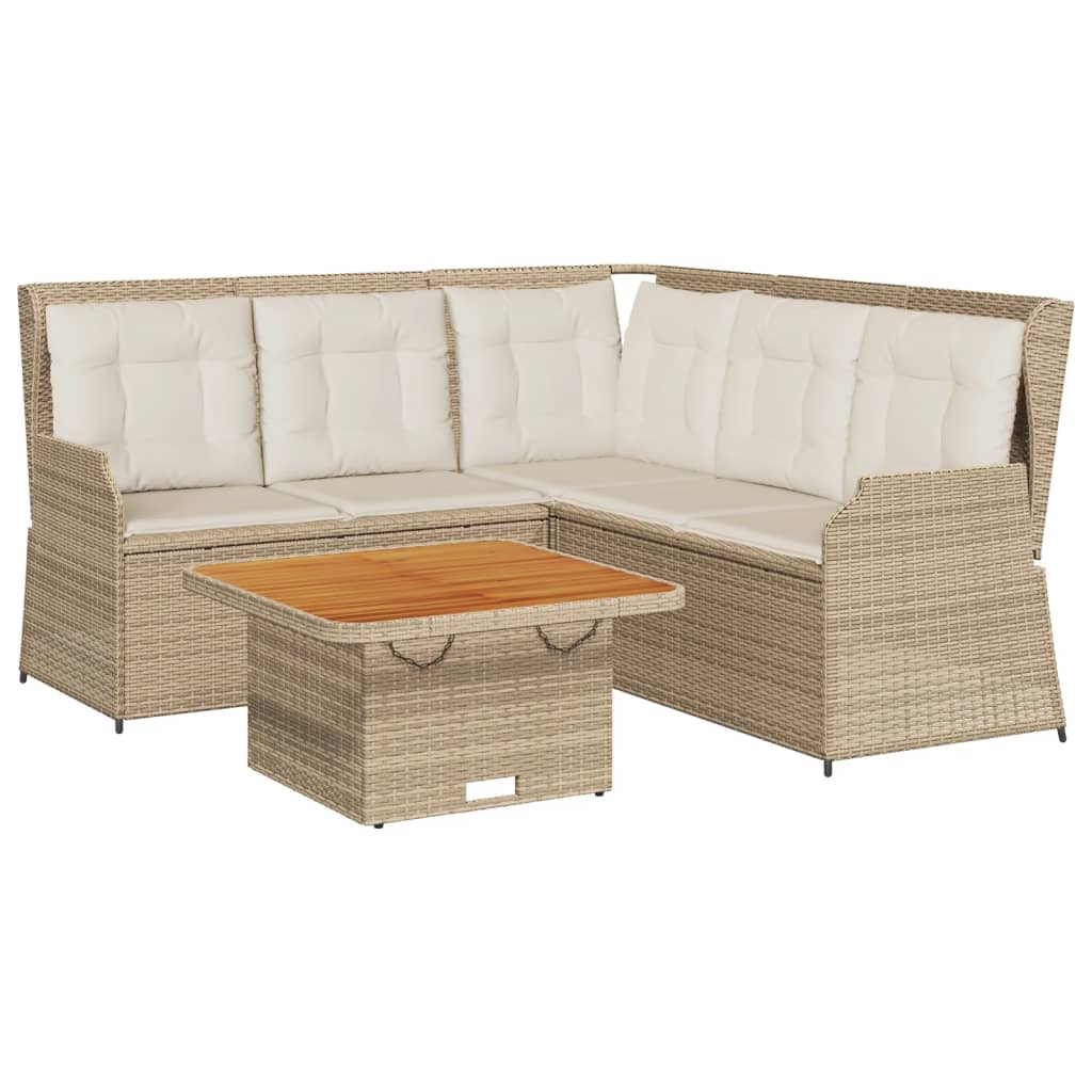 Set Divani da Giardino 4 pz con Cuscini in Polyrattan Beige 3262148