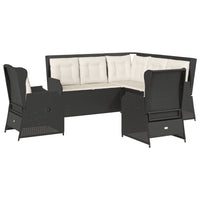 Set Divani da Giardino 5 pz con Cuscini Nero in Polyrattan 3262149