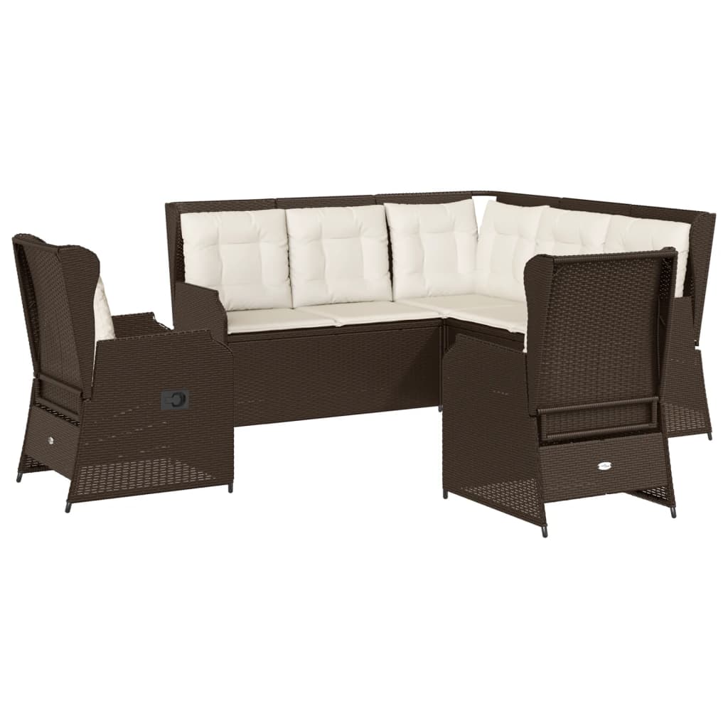 Set Divani da Giardino 5 pz con Cuscini Marrone in Polyrattan 3262150