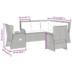 Set Divani da Giardino 5 pz con Cuscini in Polyrattan Grigio 3262151