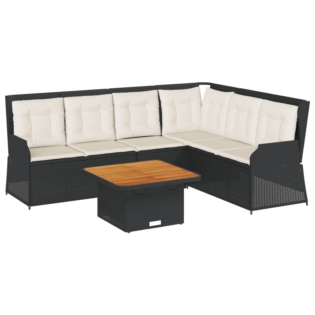 Set Divani da Giardino 5 pz con Cuscini Nero in Polyrattan 3262165