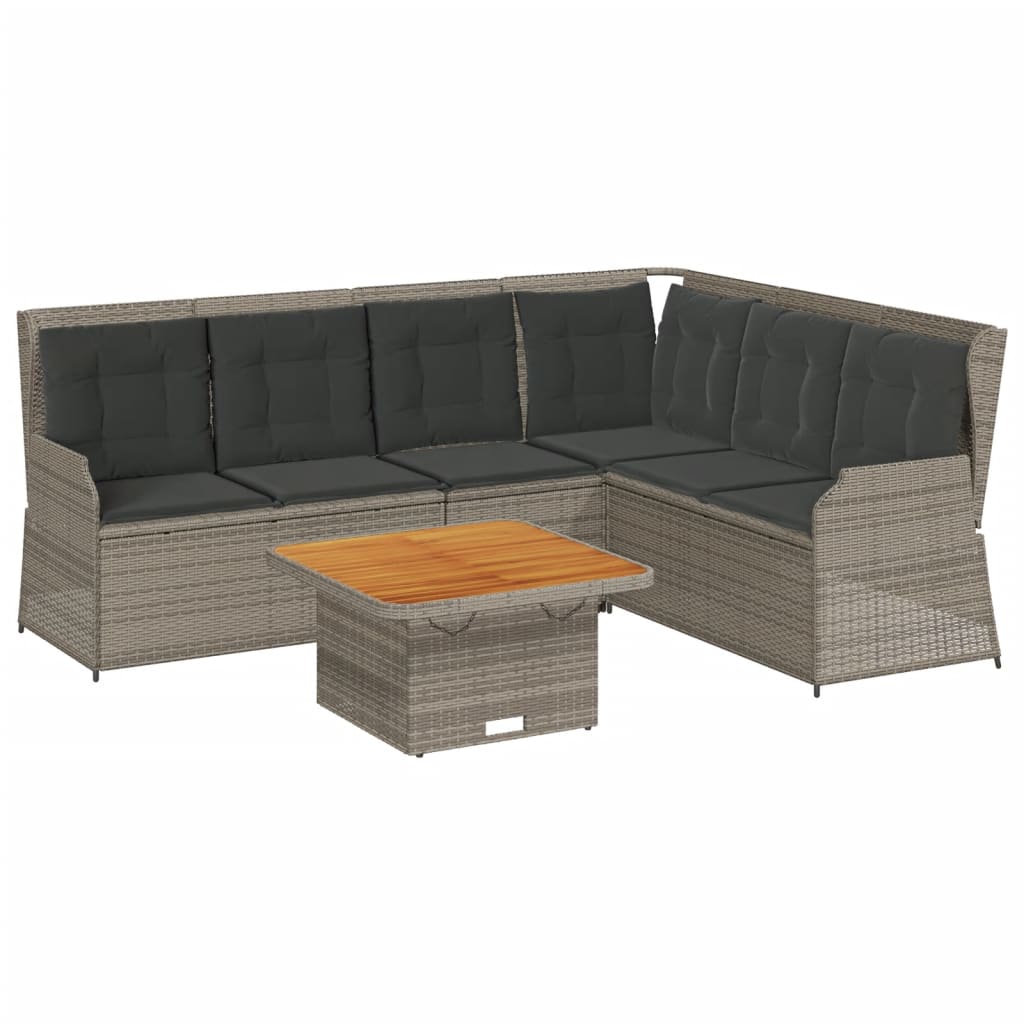 Set Divani da Giardino 5 pz con Cuscini in Polyrattan Grigio 3262166