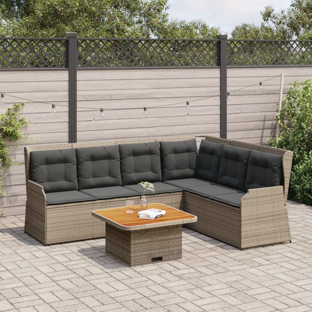 Set Divani da Giardino 5 pz con Cuscini in Polyrattan Grigio 3262166