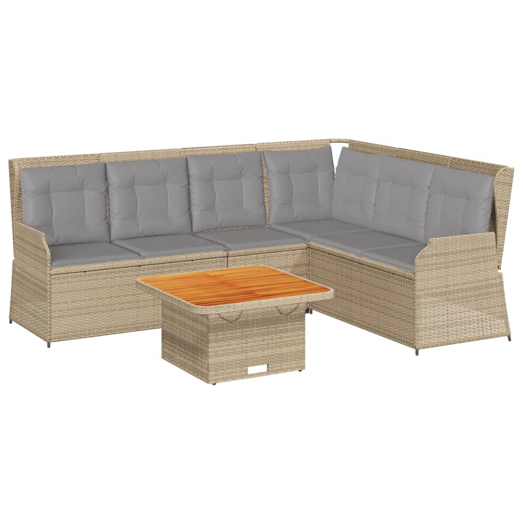 Set Divani da Giardino 5 pz con Cuscini in Polyrattan Beige 3262167