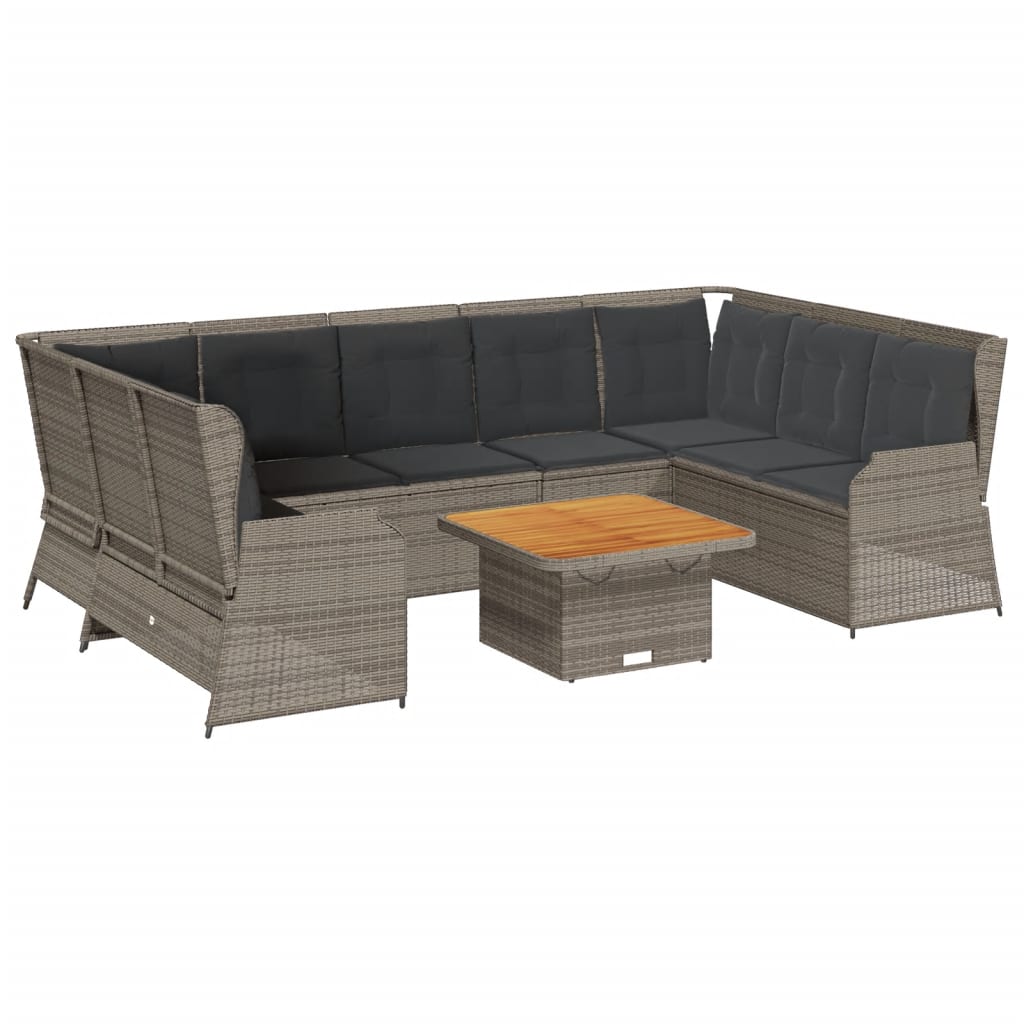 Set Divani da Giardino 7 pz con Cuscini in Polyrattan Grigio 3262370