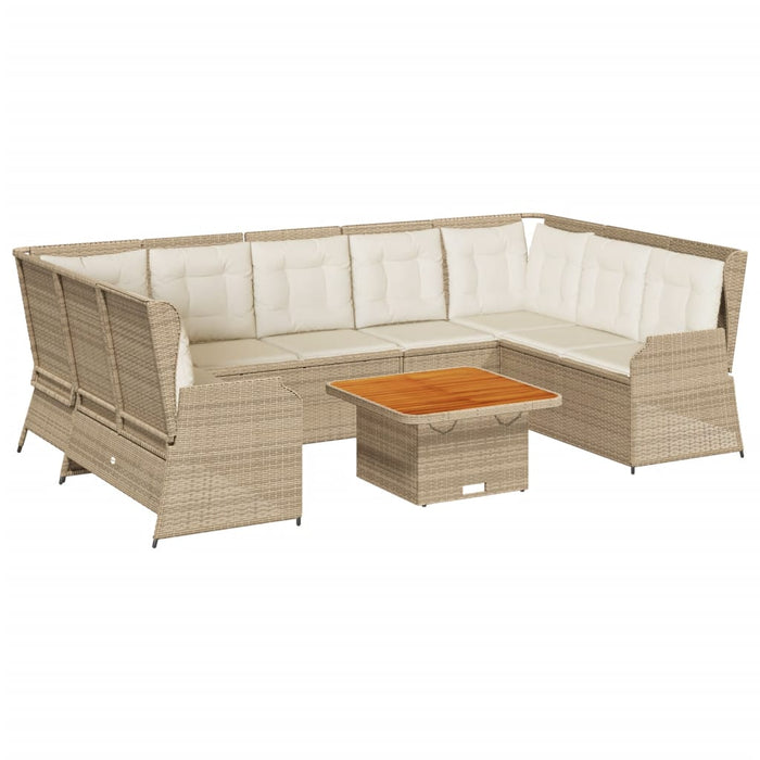 Set Divani da Giardino 7 pz con Cuscini in Polyrattan Beige 3262372