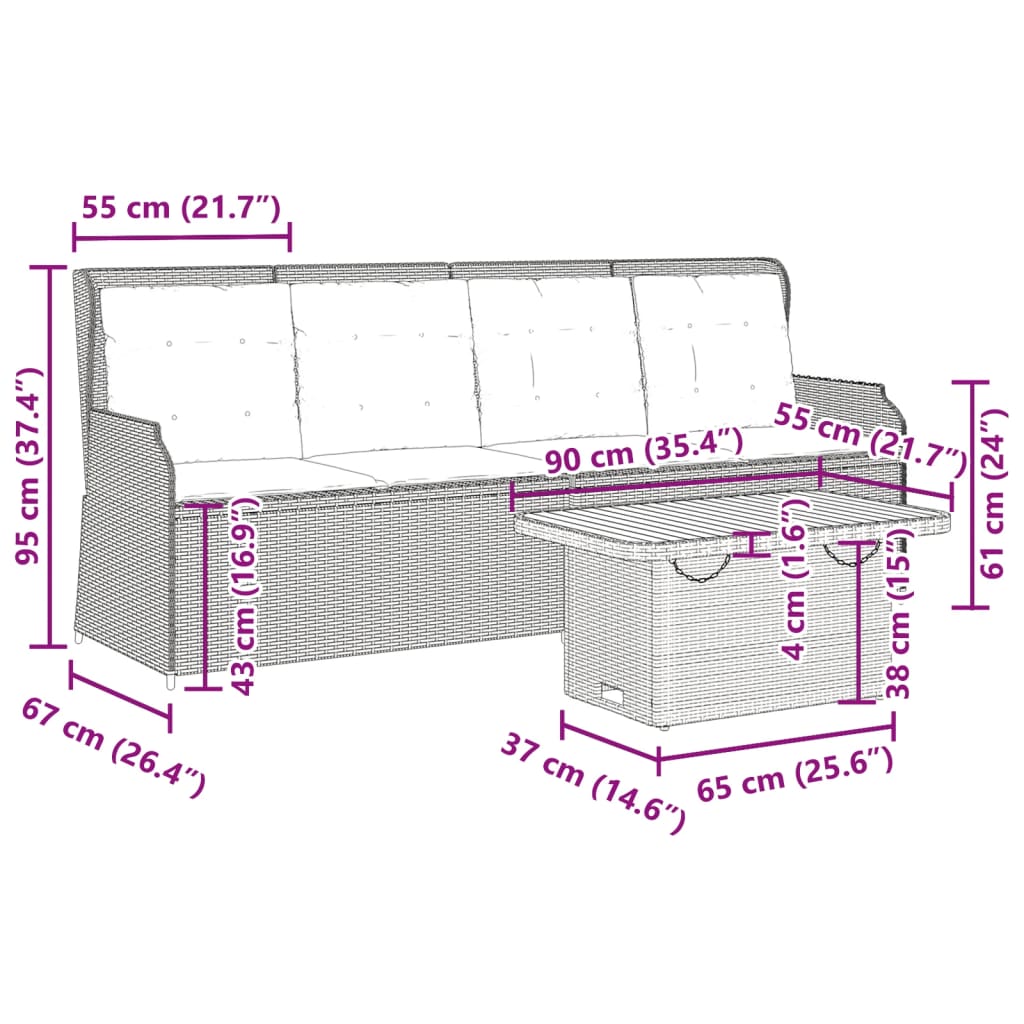 Set Divani da Giardino 3 pz con Cuscini in Polyrattan Grigio 3262444