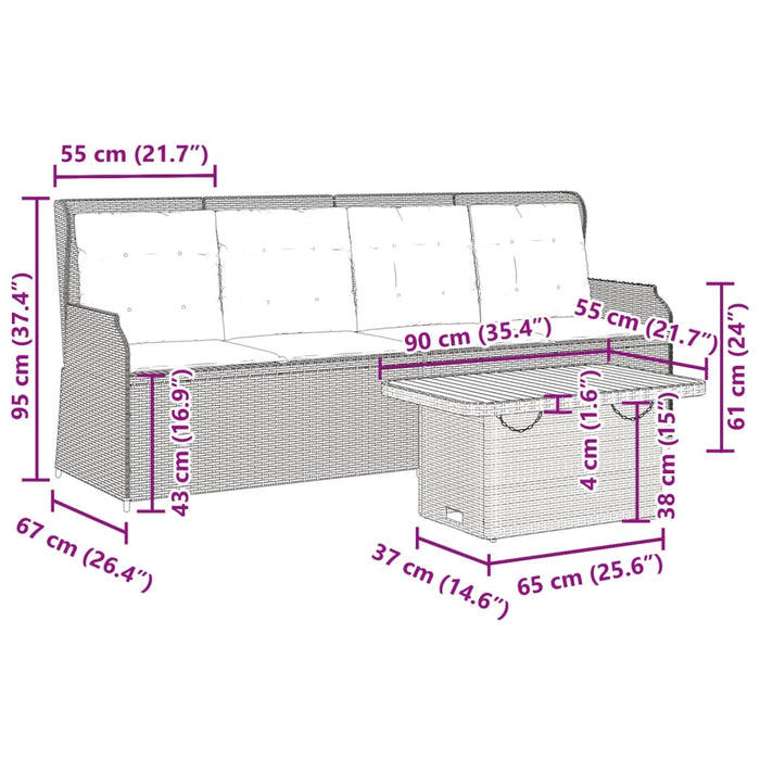 Set Divani da Giardino 3 pz con Cuscini in Polyrattan Beige 3262445