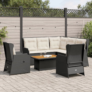 Set Mobili da Giardino 6 pz con Cuscini in Polyrattan Nero 3262467