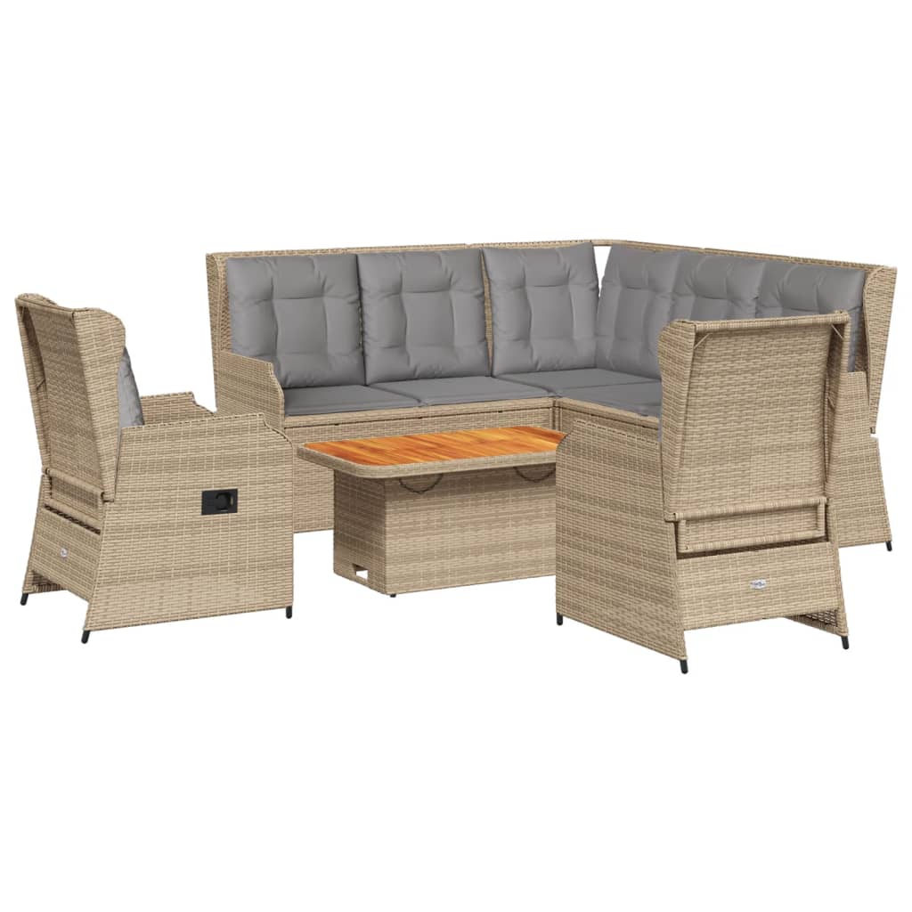 Set Divani da Giardino 6 pz con Cuscini in Polyrattan Beige 3262469