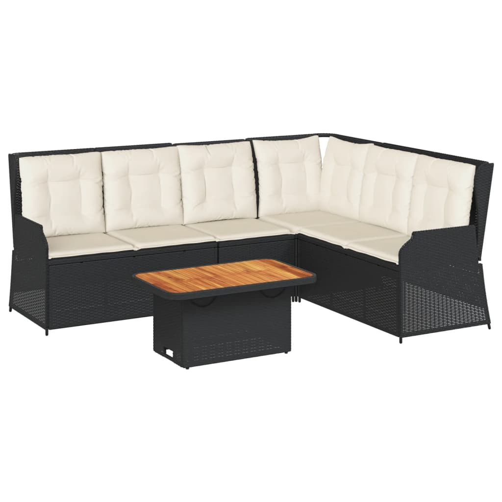 Set Divani da Giardino 5 pz con Cuscini Nero in Polyrattan 3262471