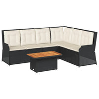 Set Divani da Giardino 5 pz con Cuscini Nero in Polyrattan 3262471