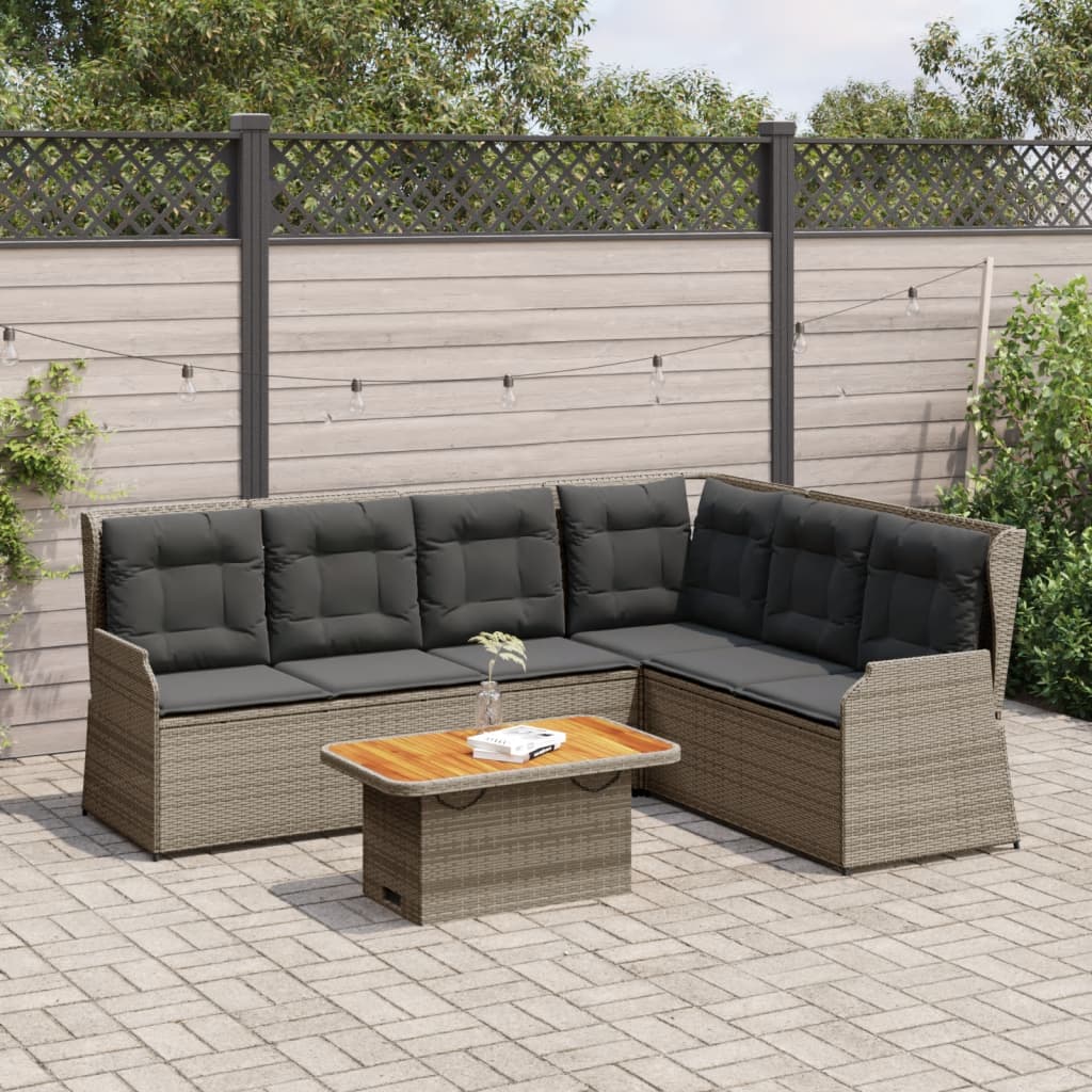 Set Divani da Giardino 5 pz con Cuscini in Polyrattan Grigio 3262472