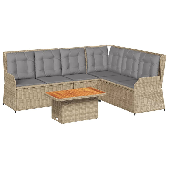 Set Divani da Giardino 5 pz con Cuscini in Polyrattan Beige 3262473