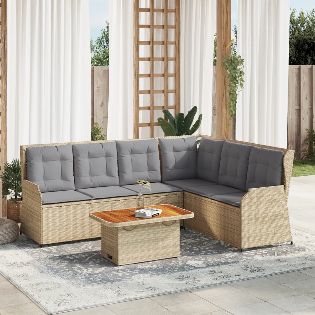 Set Divani da Giardino 5 pz con Cuscini in Polyrattan Beige 3262473