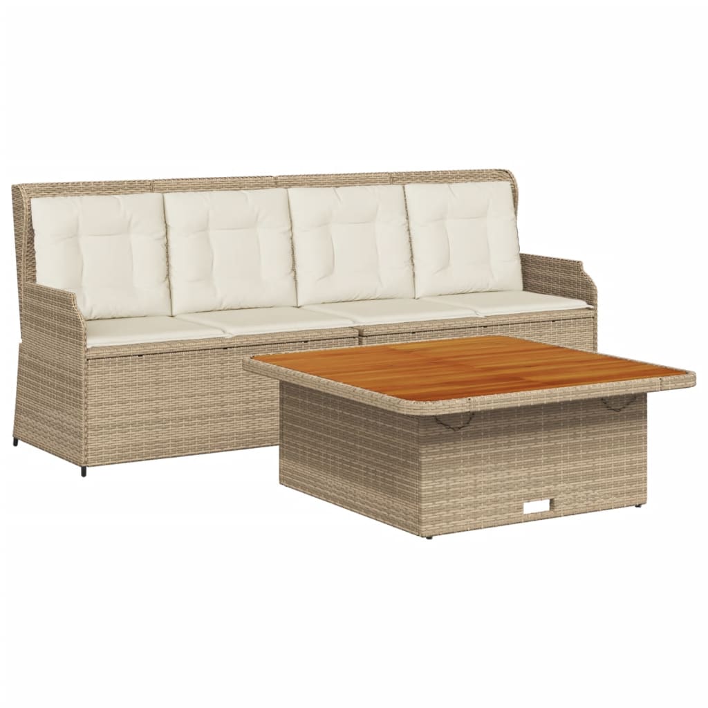 Set Divano da Giardino 3 pz con Cuscini Beige in Polyrattan 3262590