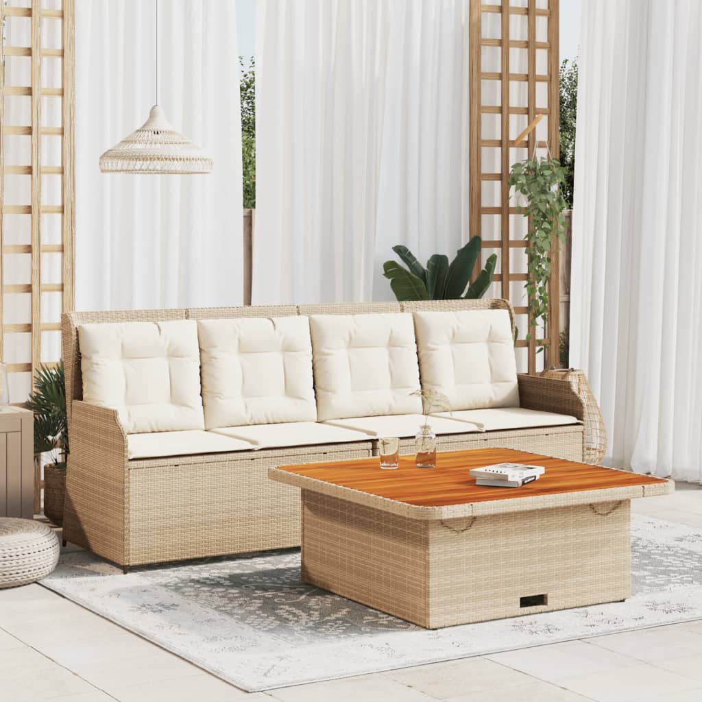 Set Divano da Giardino 3 pz con Cuscini Beige in Polyrattan 3262590