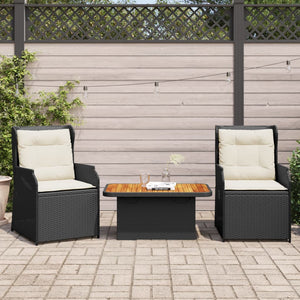 Set Divani da Giardino 3 pz con Cuscini Nero in Polyrattan 3262731