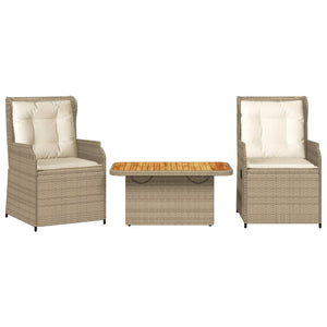 Set Divani da Giardino 3 pz con Cuscini in Polyrattan Beige 3262737