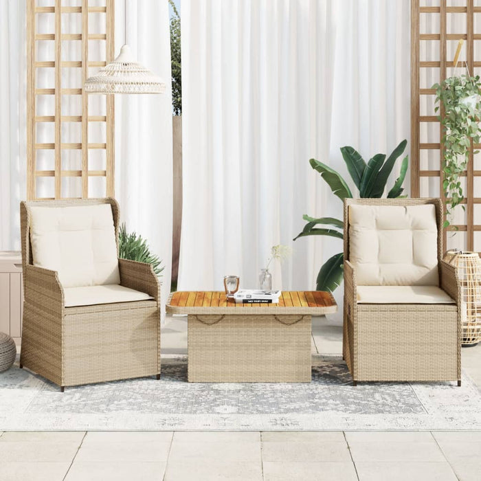 Set Divani da Giardino 3 pz con Cuscini in Polyrattan Beige 3262737