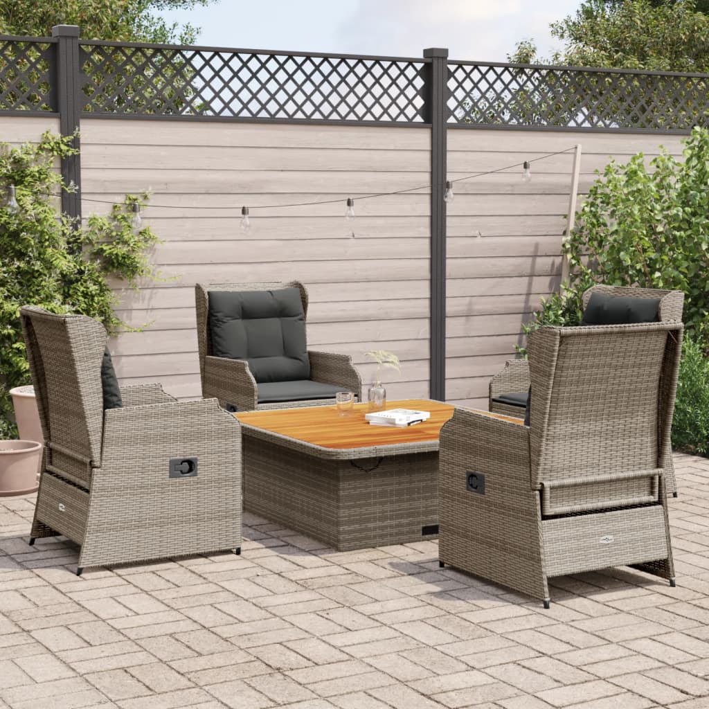 Set Divani da Giardino 5 pz con Cuscini in Polyrattan Grigio 3262741