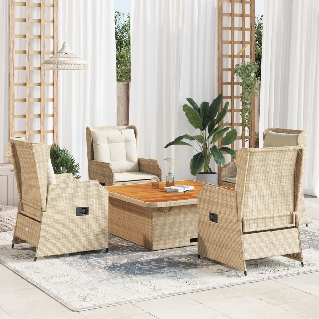 Set Divani da Giardino 5 pz con Cuscini in Polyrattan Beige 3262745