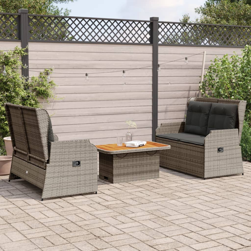 Set Divani da Giardino 3 pz con Cuscini in Polyrattan Grigio 3262748