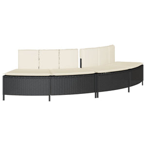 Bordo per Spa Nero in Polyrattan e Legno Massello di Acacia 3270635