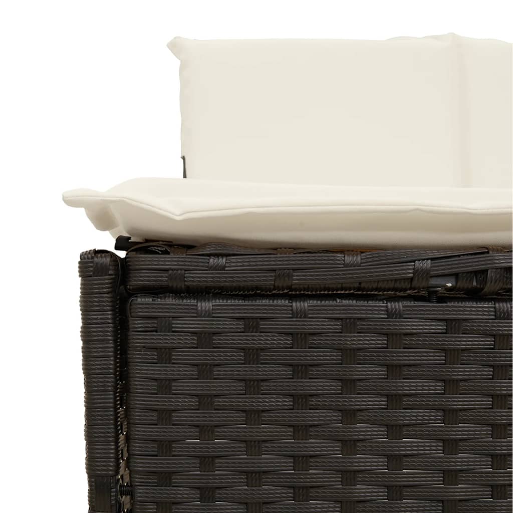 Bordo per Spa Nero in Polyrattan e Legno Massello di Acacia 3270635