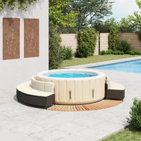 Bordo per Spa Nero in Polyrattan e Legno Massello di Acacia 3270636