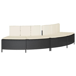 Bordo per Spa Nero in Polyrattan e Legno Massello di Acacia 3270636