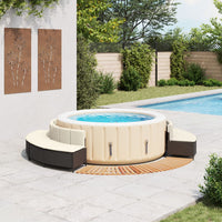 Bordo per Spa Nero in Polyrattan e Legno Massello di Acacia 3270637