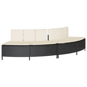 Bordo per Spa Nero in Polyrattan e Legno Massello di Acacia 3270637