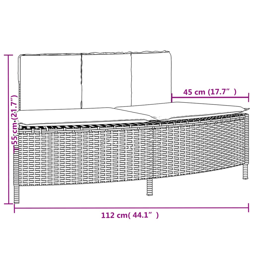 Bordo per Spa Nero in Polyrattan e Legno Massello di Acacia 3270637