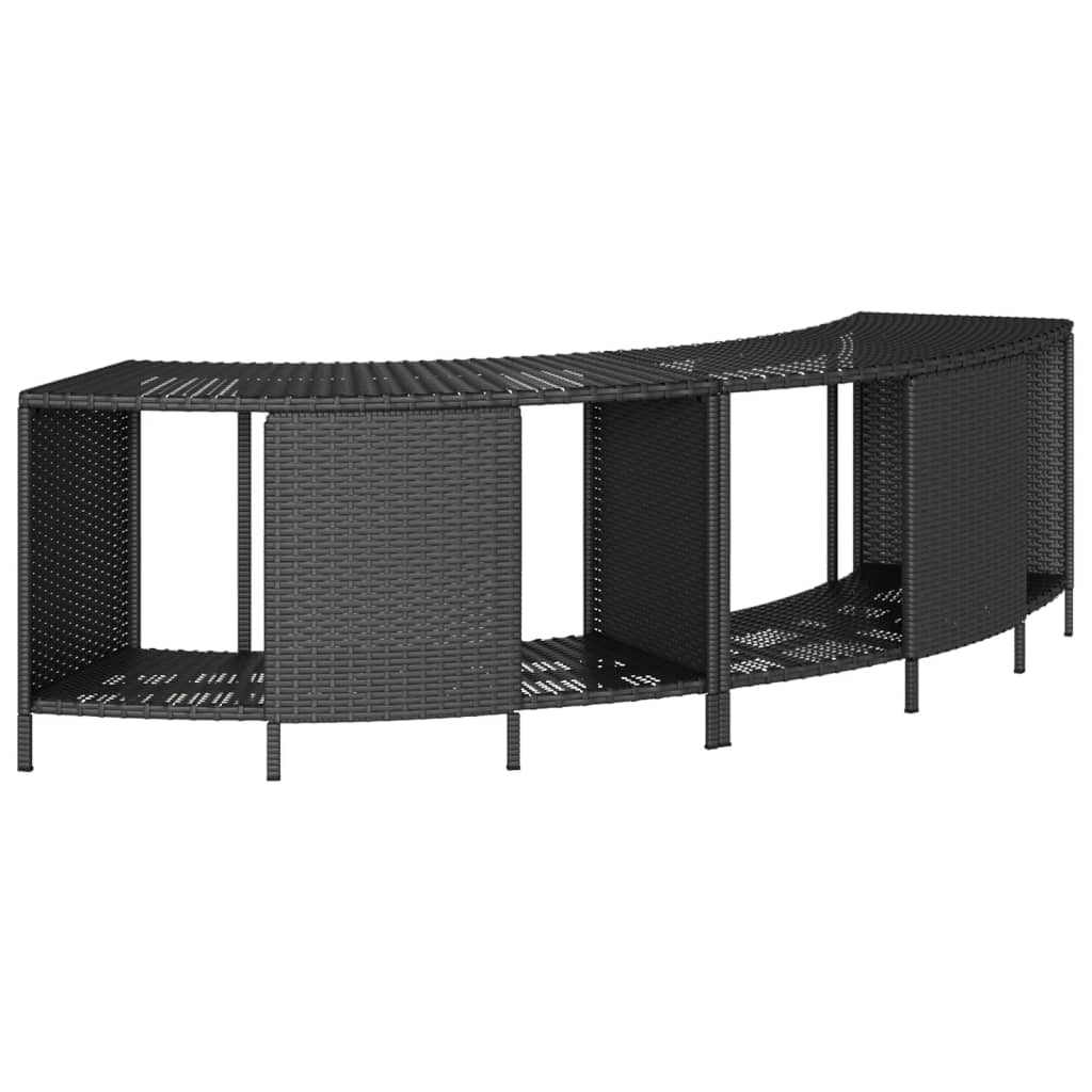 Bordo per Spa Nero in Polyrattan e Legno Massello di Acacia 3270639