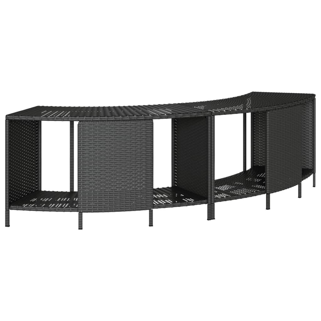 Bordo per Spa Nero in Polyrattan e Legno Massello di Acacia 3270640