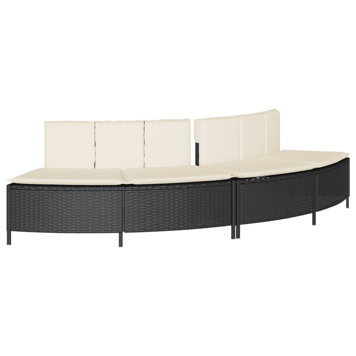 Bordo per Spa Nero in Polyrattan e Legno Massello di Acacia 3270643