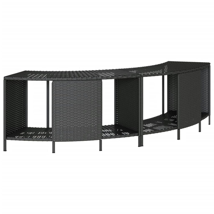 Bordo per Spa Nero in Polyrattan e Legno Massello di Acacia 3270643