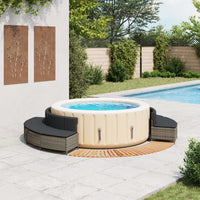 Bordo per Spa Grigio in Polyrattan e Legno Massello di Acacia 3270648