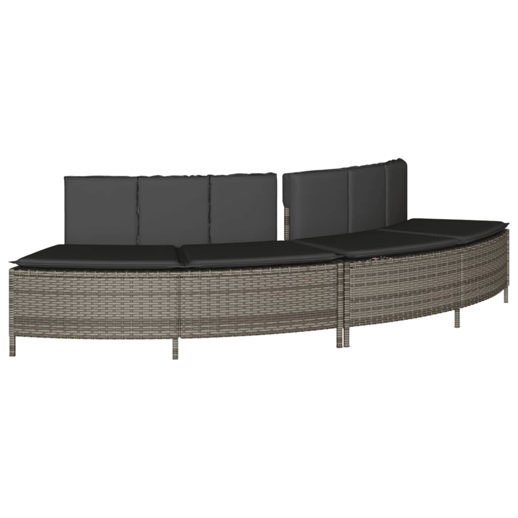 Bordo per Spa Grigio in Polyrattan e Legno Massello di Acacia 3270648