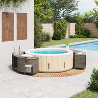 Bordo per Spa Grigio in Polyrattan e Legno Massello di Acacia 3270651