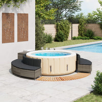 Bordo per Spa Grigio in Polyrattan e Legno Massello di Acacia 3270654