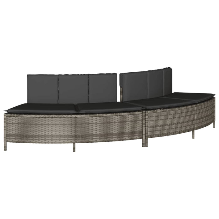 Bordo per Spa Grigio in Polyrattan e Legno Massello di Acacia 3270655