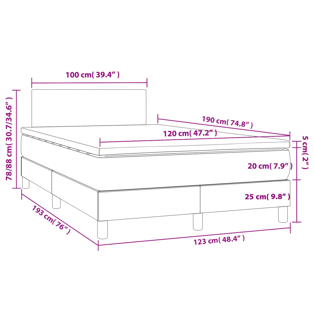 Giroletto a Molle con Materasso Tortora 120x190 cm in Tessuto 3269713