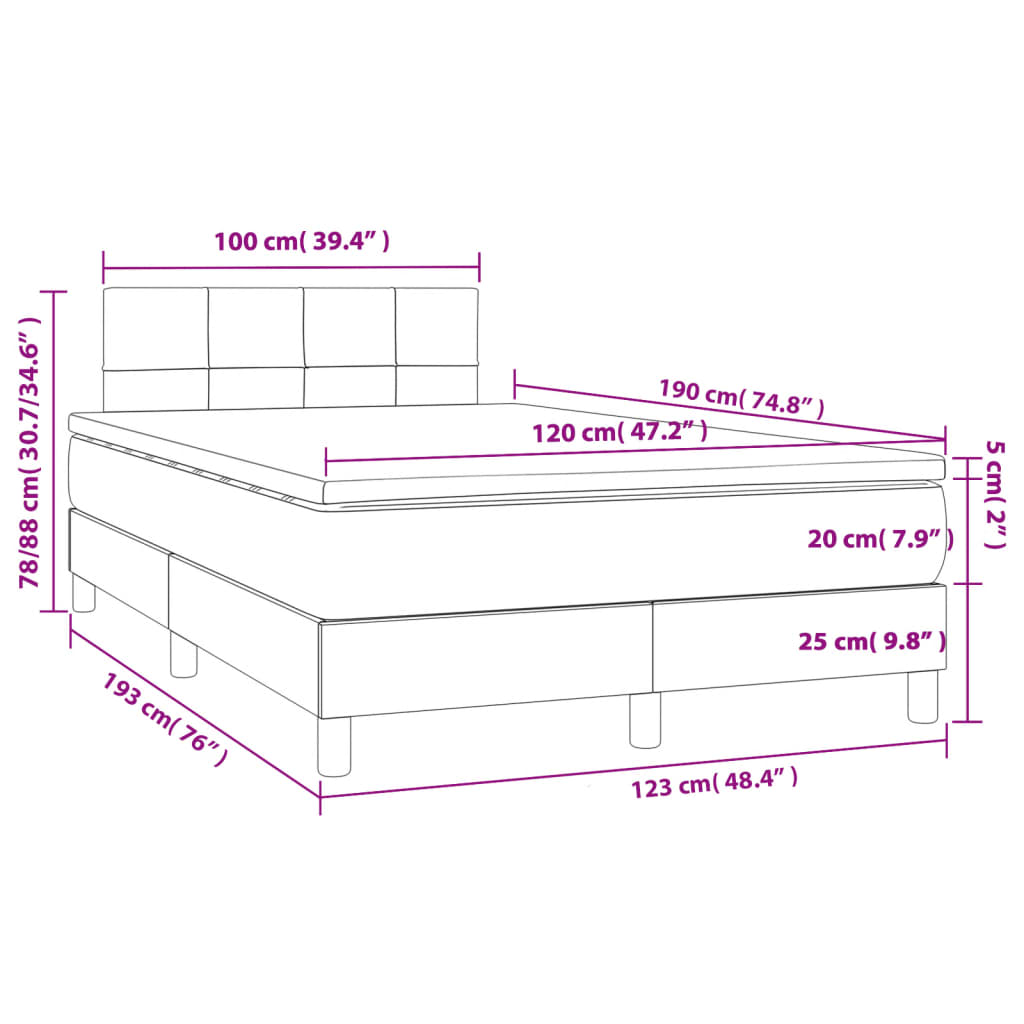 Giroletto a Molle con Materasso Marrone Scuro 120x190cm Tessuto 3269726