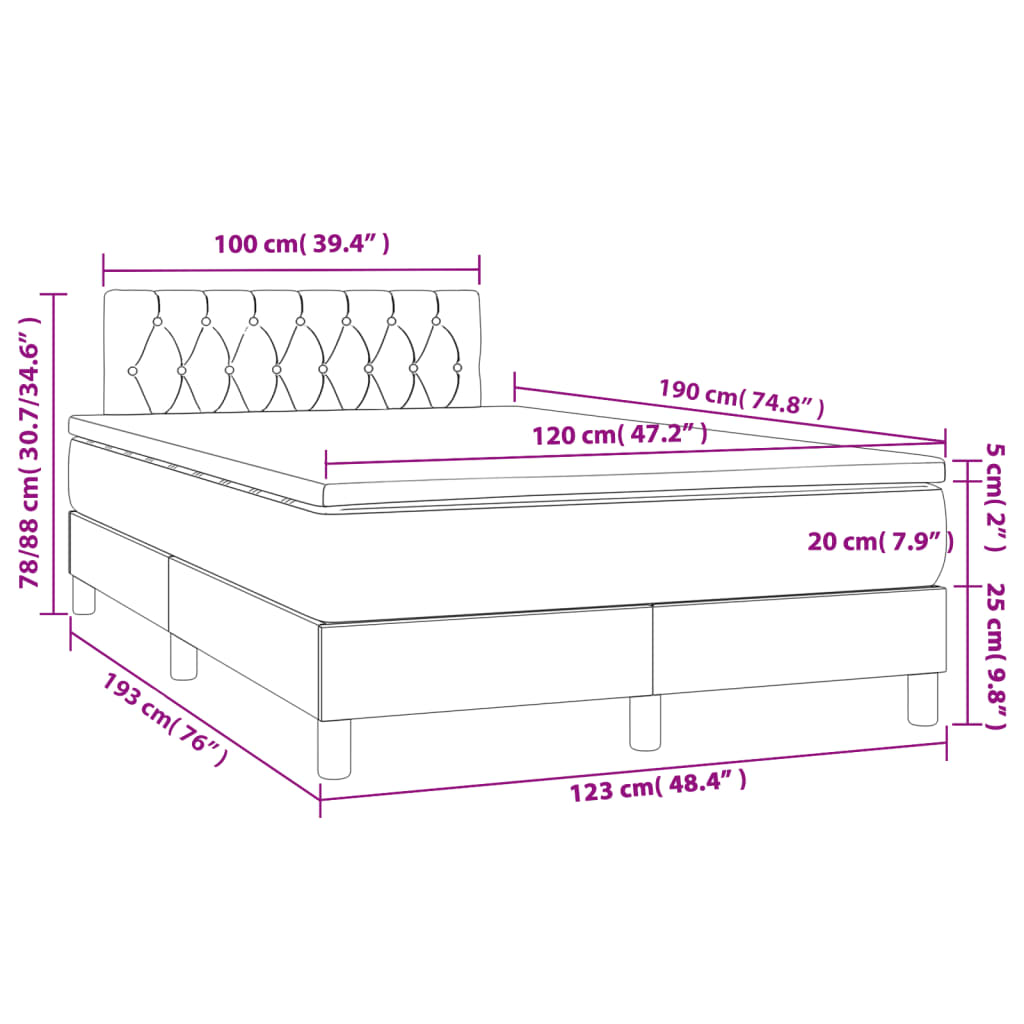 Giroletto a Molle con Materasso Rosa 120x190 cm in Velluto 3269860